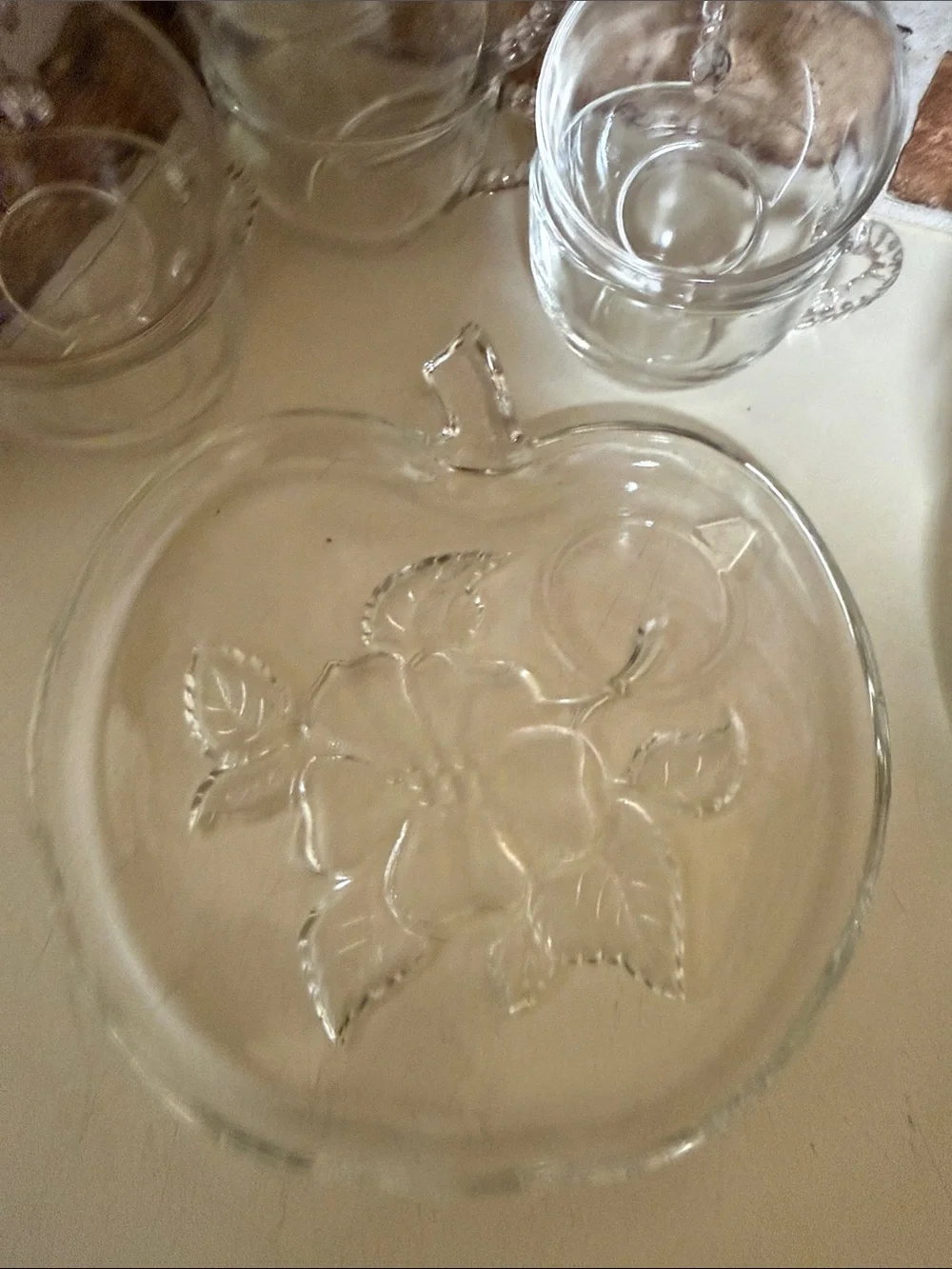 Hazel Atlas Apple Blossom sip and snacks plated. Set of 7